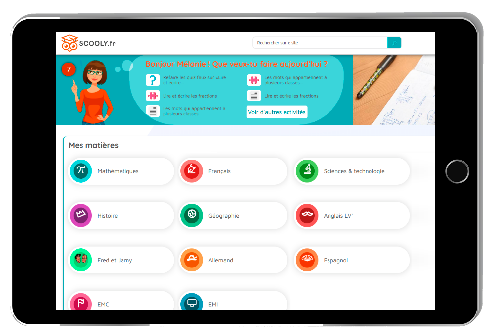 Soutien scolaire avec professeurs en ligne Plateforme soutien accompagnement scolaire en ligne scooly.fr facile et ludique